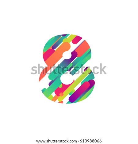 Colorful character from a typeface, vector illustration