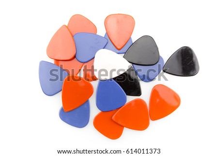 Guitar picks isolated on white background