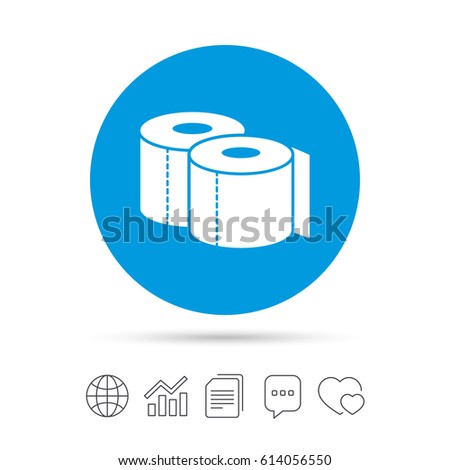 Toilet papers sign icon. WC roll symbol. Copy files, chat speech bubble and chart web icons. Vector