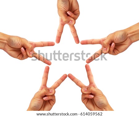 Create finger is star shape from teamwork.