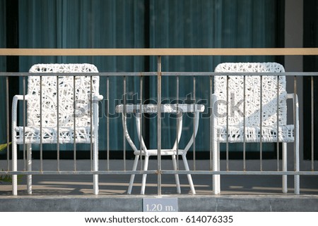 Beautiful of White table and chair in the terrace