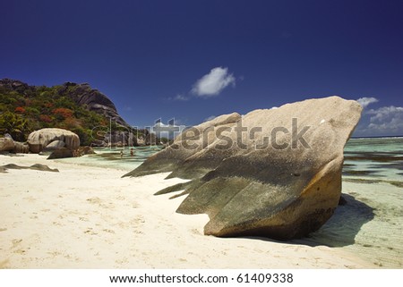 Rocks at tropical beach in Seychelles