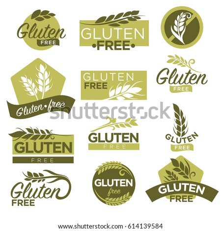 Gluten free vector healthy dietetic product icons and labels