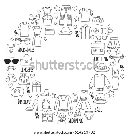Sale Shopping Market Internet shop Discount Vector set of doodle icons for sale