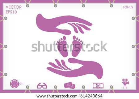 Hands Feet icon vector illustration eps10. Isolated badge for website or app - stock infographics