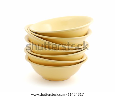Stack of bowls isolated on white background