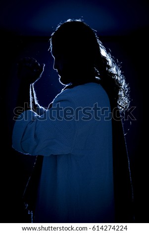 Jesus Christ praying at night on the Mount of Olives