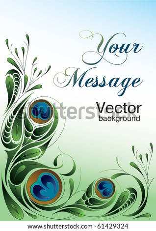 Holiday glamour greeting card with vector peacock style background  and free space for your text (sample decoration message included)