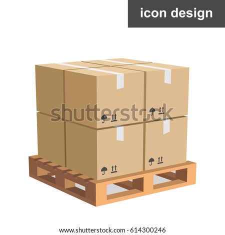 Vector icon cargo boxes pallet Royalty-Free Stock Photo #614300246