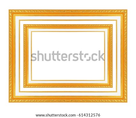 The antique gold frame isolate on white background