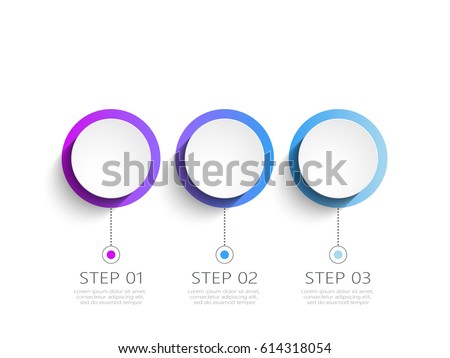 Modern 3D infographic template with 3 steps. Business circle template with options for brochure, diagram, workflow, timeline, web design. Vector EPS 10 Royalty-Free Stock Photo #614318054