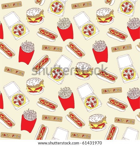  seamless vector illustration with fast food
