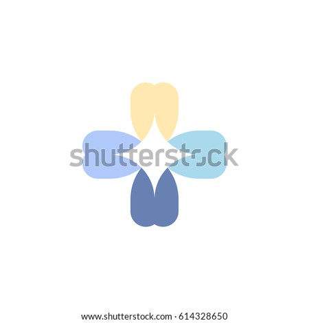 Abstract sign with teeth and star. Dental clinic vector logo mark template or icon