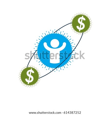 Successful Businessman and Leader creative logo, vector conceptual symbol isolated on white background. Special and unique sign.