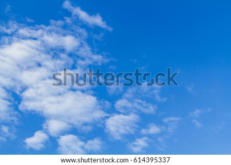 Blue sky and white cloud on summer. Good weather day background with copy space.