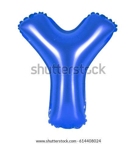 Letter Y from English alphabet of balloons on a white background (dark blue)
