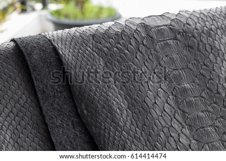 Reptile snake texture closeup, fashion zigzag snakeskin python picture.