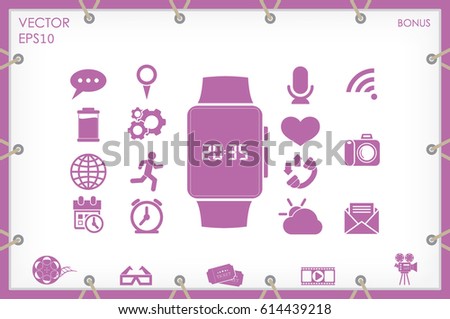 wrist watch icon vector illustration eps10. Isolated badge  clock time for website or app - stock infographics