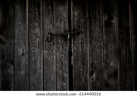 Ancient closed and forgotten doorway/Old wooden door background