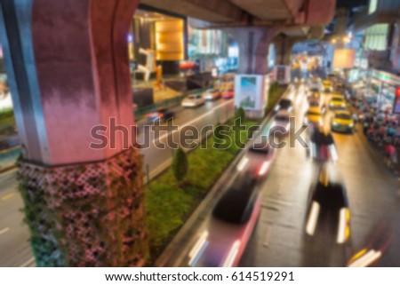 Blurred background . traffic at Siam Square. Bangkok ,Thailand