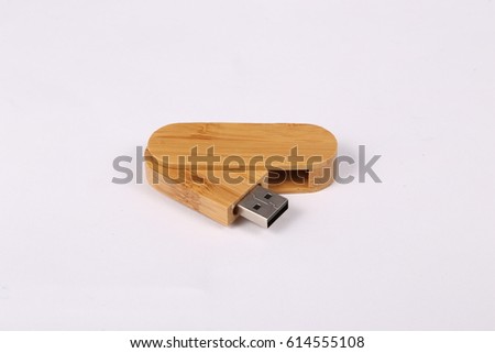 bamboo USB flash disk in white background