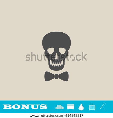 Skull icon flat. Grey pictogram on light background. Vector illustration symbol and bonus button real estate, ottoman, vase, tv, fishing rod