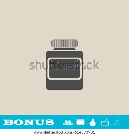 Jar icon flat. Grey pictogram on light background. Vector illustration symbol and bonus button real estate, ottoman, vase, tv, fishing rod