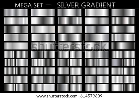 Set of silver gradients.Metallic squares collection,Vector illustration. Royalty-Free Stock Photo #614579609