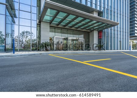 clean asphalt road with modern building, china.
