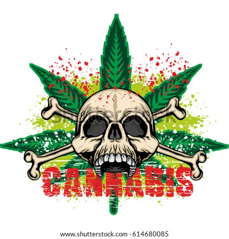 rastafarian coat of arms with skull, cannabis leaf, grunge vintage design t shirts
