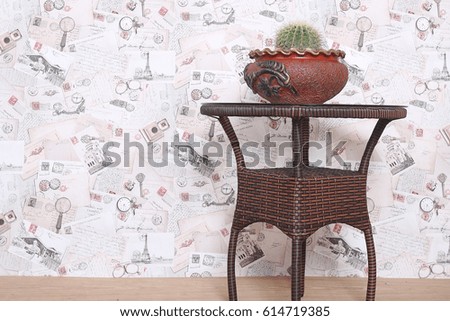 Cactus Plants on Vintage Background Texture