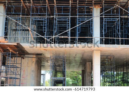 Construction site and scaffolding