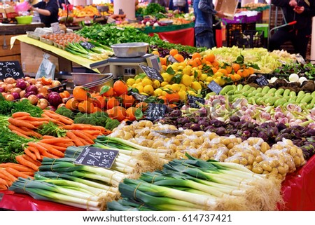 fruit market (marche forville) Cannes France Royalty-Free Stock Photo #614737421