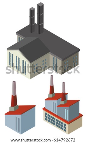 Three designs of factory buildings illustration