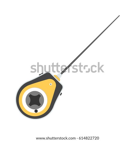 Vector illustration of fishing reel on white background. Fishing equipment and fish farming topics.