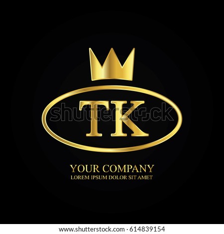 golden elegant tk initial letter with crown typography design logotype for brand and company identity. gradient gold color