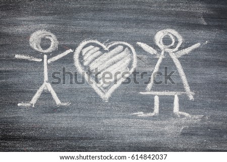 chalk black man woman heart