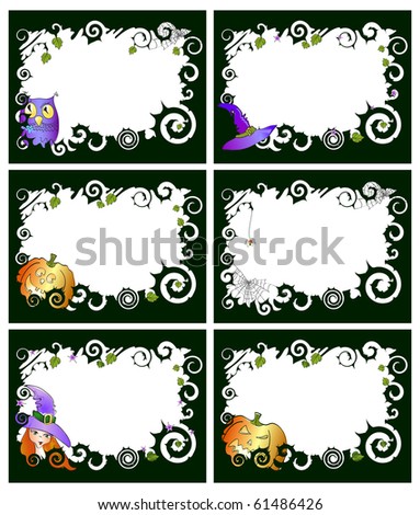 Vector illustration of six halloween frames