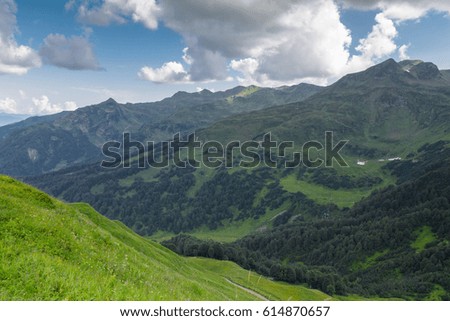 View of the mountain grasslands, Caucasus Mountains