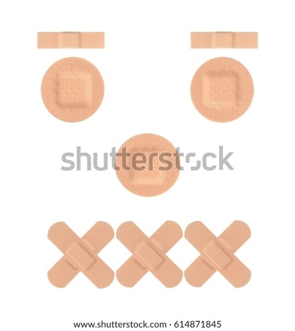 Funny Face with Various Strips of BAND AID PLASTER - Medical Equipment 