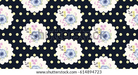 Seamless gorgeous bright pattern in small garden flowers. Millefleur. Floral dots background for textile, wallpaper, covers, surface, print, gift wrap, scrapbooking, decoupage. Trendy colors