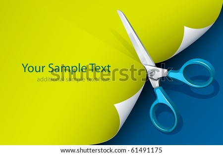 scissors cutting paper vector illustration