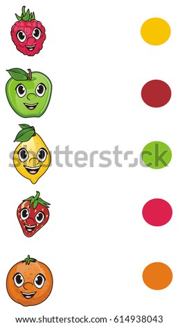 happy faces of fruits with many colors