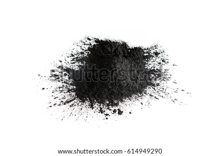 Activated charcoal powder shot with macro lens Royalty-Free Stock Photo #614949290