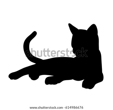 Illustration, vector, silhouette cat laying down