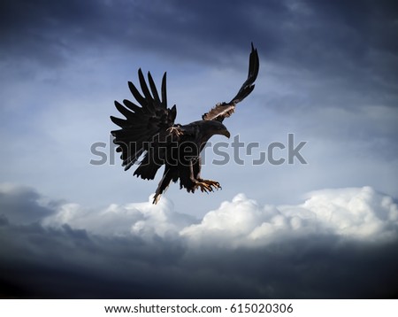 Eagle flying at the blue sky