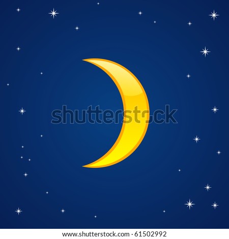 Vector illustration of cartoon glossy moon in the sky