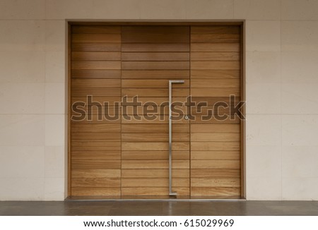 minimalist door, front door, wooden door, big wooden door Royalty-Free Stock Photo #615029969