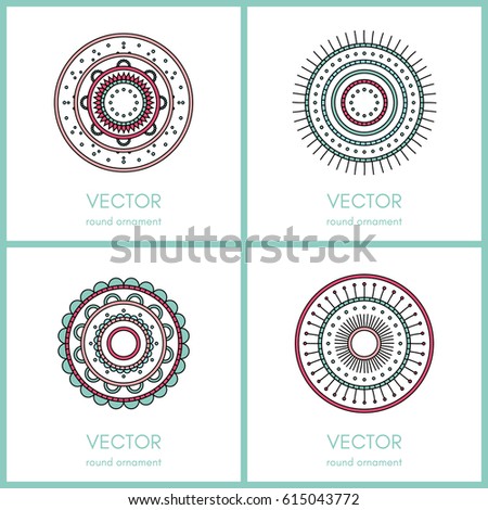 Simple mandalas collection. Round ornament pattern set. Vector illustration.