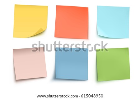 Vector illustration of multicolor post it notes isolated on white background. Royalty-Free Stock Photo #615048950